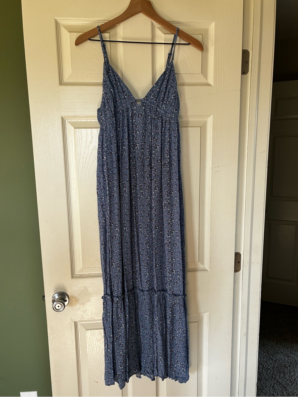No Boundaries Blue Floral Maxi Dress with Spaghetti Straps